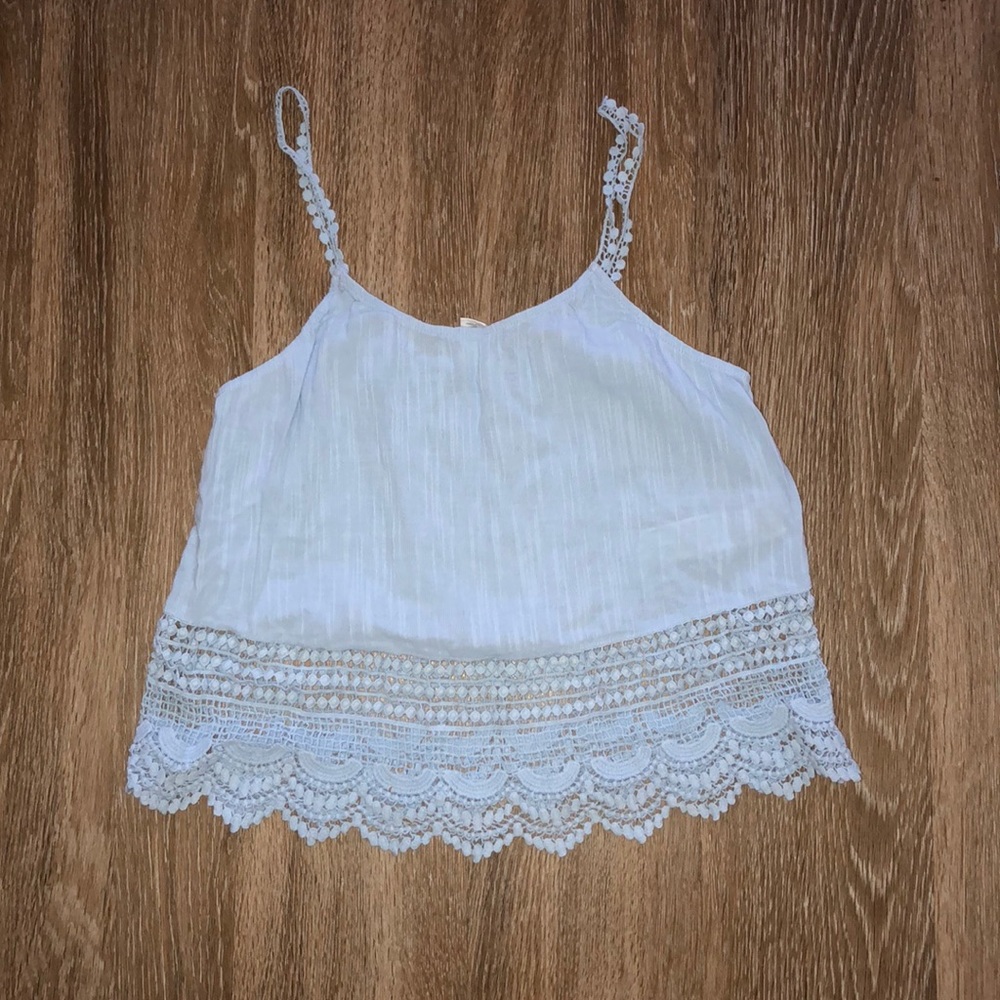 Light Blue Tank Top with eyelet detail